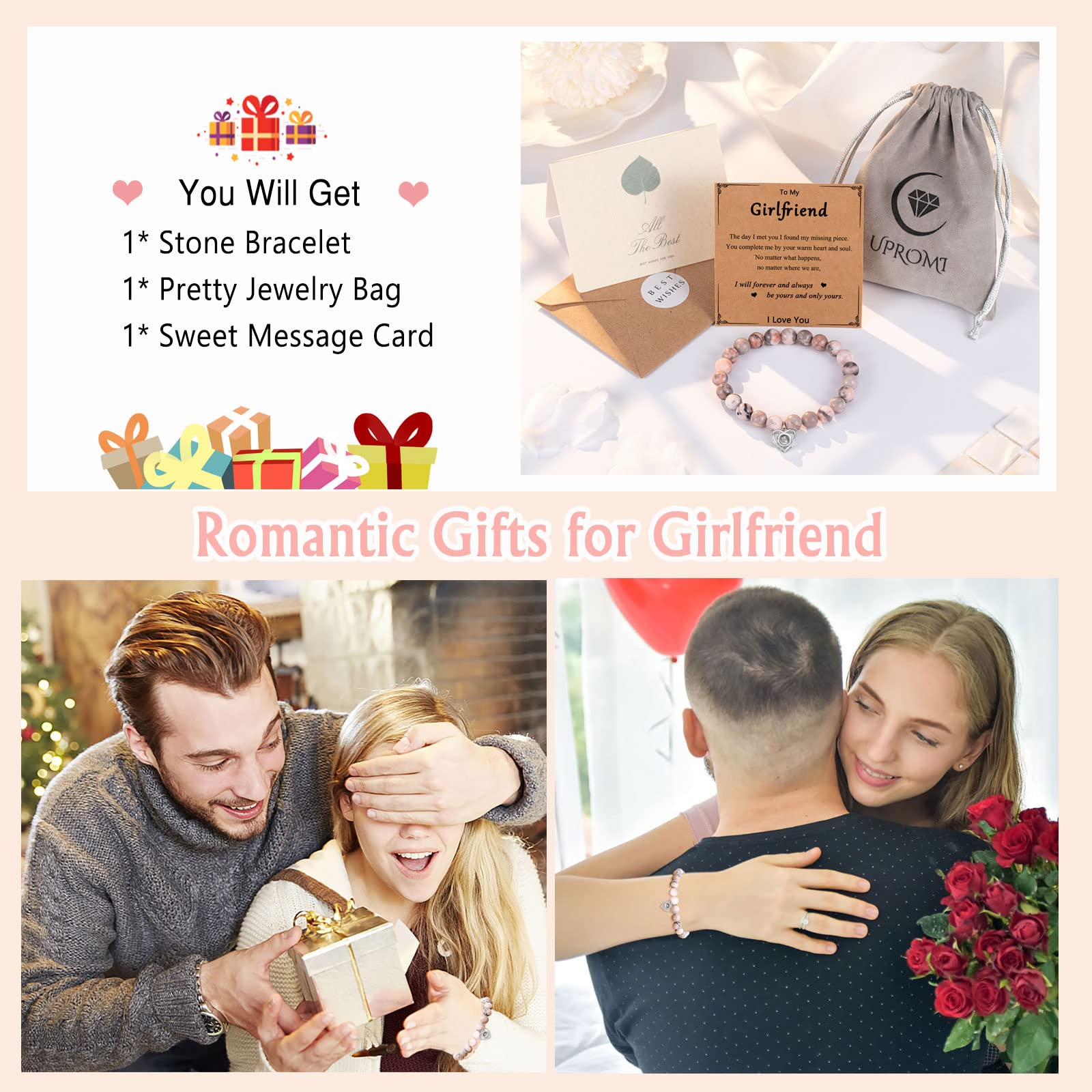 UPROMI Mothers Day Gifts for Girlfriend Unique Gift Ideas Cute Things for Girlfriends Best Romantic Anniversary Sweetest I Love You Gifts for Her Women Teenage Girlfriend Bracelet