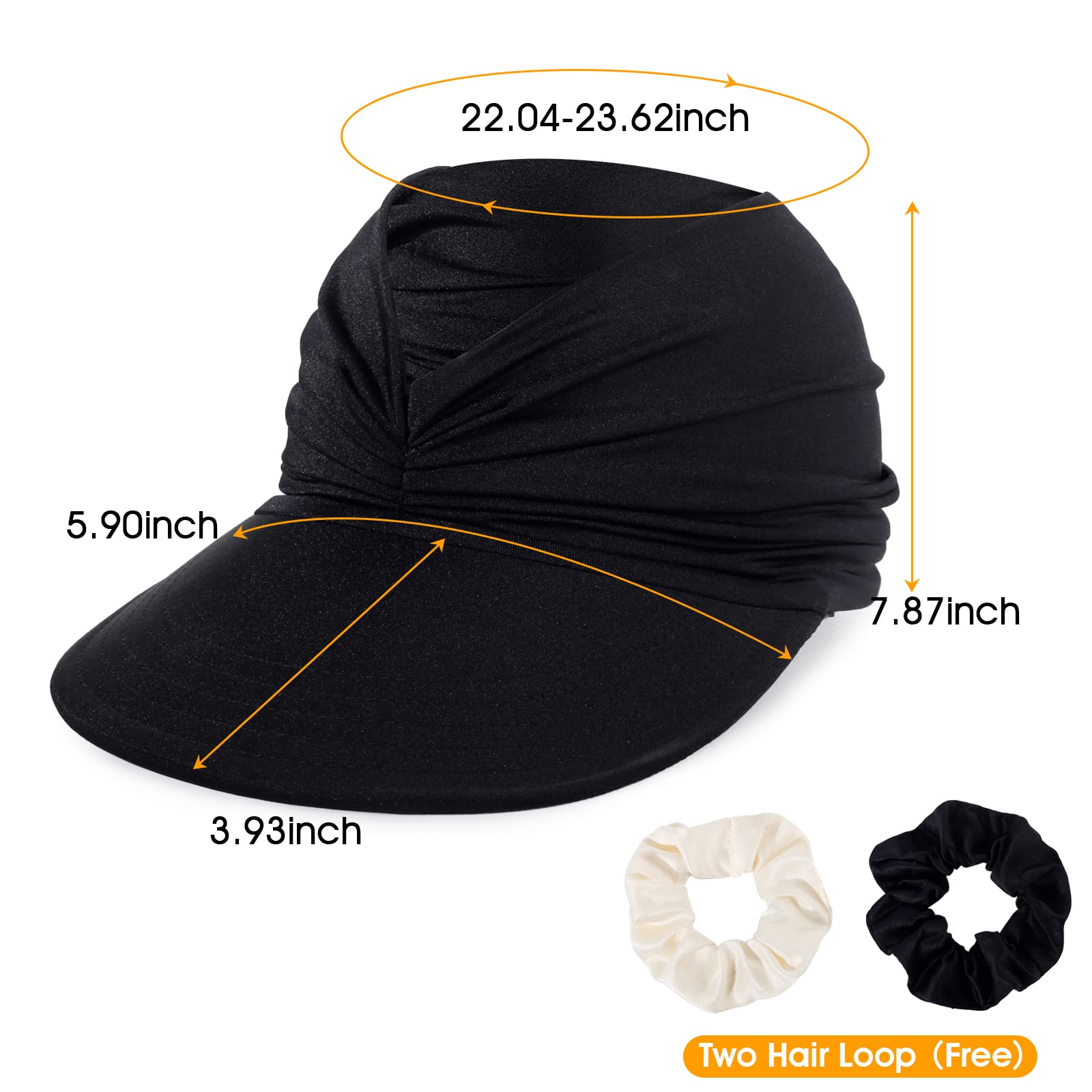 Beorndmy Sun Visor Hat Womens Wide Brim Elastic Empty Top Summer Hats for Women UV Protection Beach Travel Cap