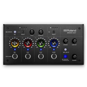 roland bridge cast dual bus gaming mixer | professional audio streaming interface and mixer for online gamers | 32-bit hardware dsp | usb-c windows and mac connectivity | xlr input for microphones