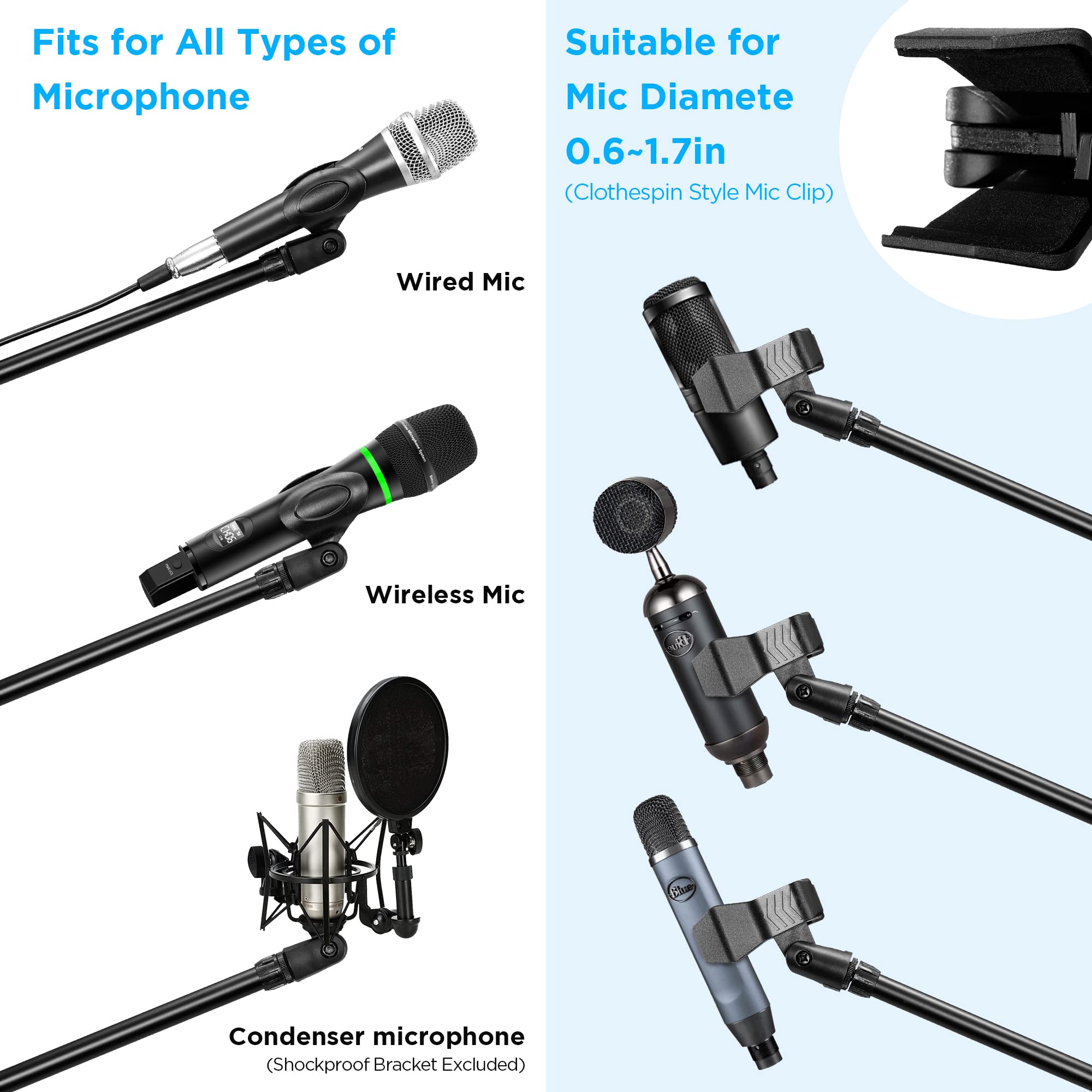 Bietrun Wireless Microphone with Microphone Stand