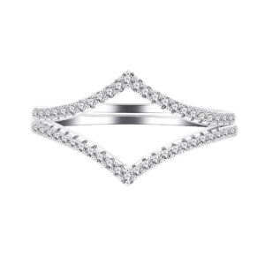 uloveido 925 sterling silver pointed v shaped ring guard enhancer 2pcs stackable tiny cz paved eternity bands y1518 (adjustable)