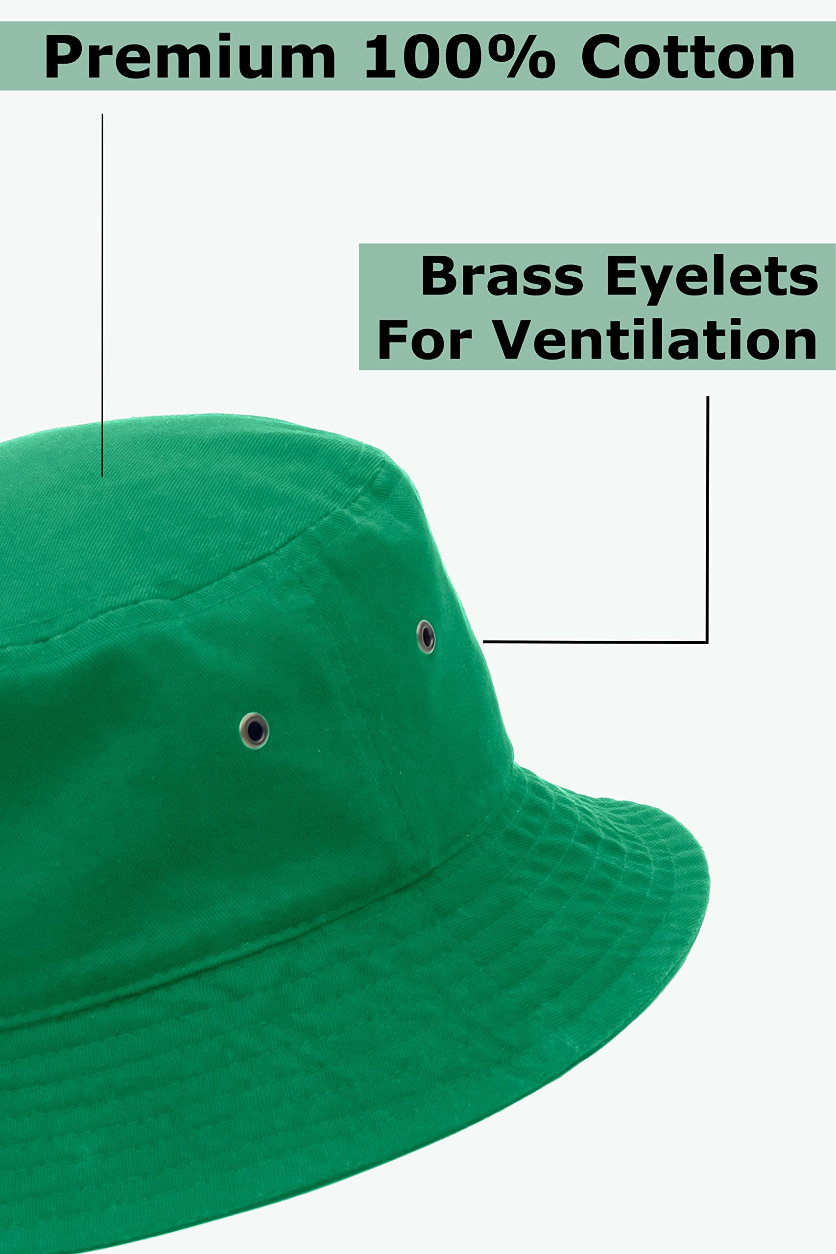 Utmost Bucket Hat 100% Cotton & Denim Lightweight Packable Outdoor Summer Beach Fishing Sun Hat(L/XL, 1pc Kelly Green)