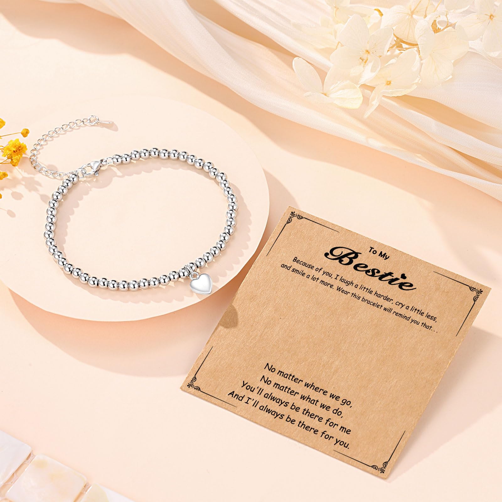 UNGENT THEM Bestie Gifts for Women Friendship Bestie Best Friend Bracelet Birthday Christmas Galentines Valentines Day Gifts for Women Friends Her