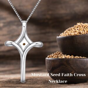 TwoAnts Mustard Seed Cross Necklace 925 Sterling Silver Faith Pendant Necklace Christian Jewelry Gift for Women