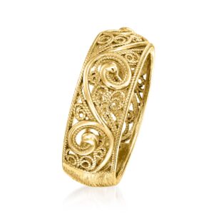 Ross-Simons 18kt Gold Over Sterling Scrollwork Ring. Size 8