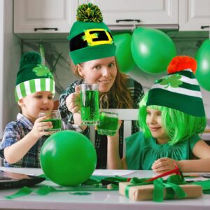 CAMDUCK 6 Pcs St Patrick's Day Beanie Hat, St Patricks Day Hat, Shamrock Beanie, Irish Hats for Men Women (6 Irish Beanie with LED)