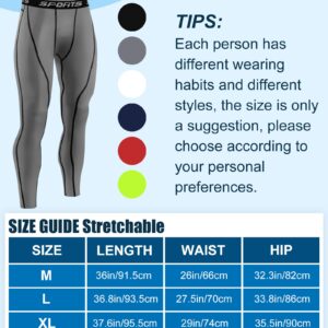 Riyiper 6 Pcs Men's Compression Pants Athletic Workout Running Tights Rapid Dry Sport Leggings Base Layer Bottom for Yoga Gym(Large) Multicolor