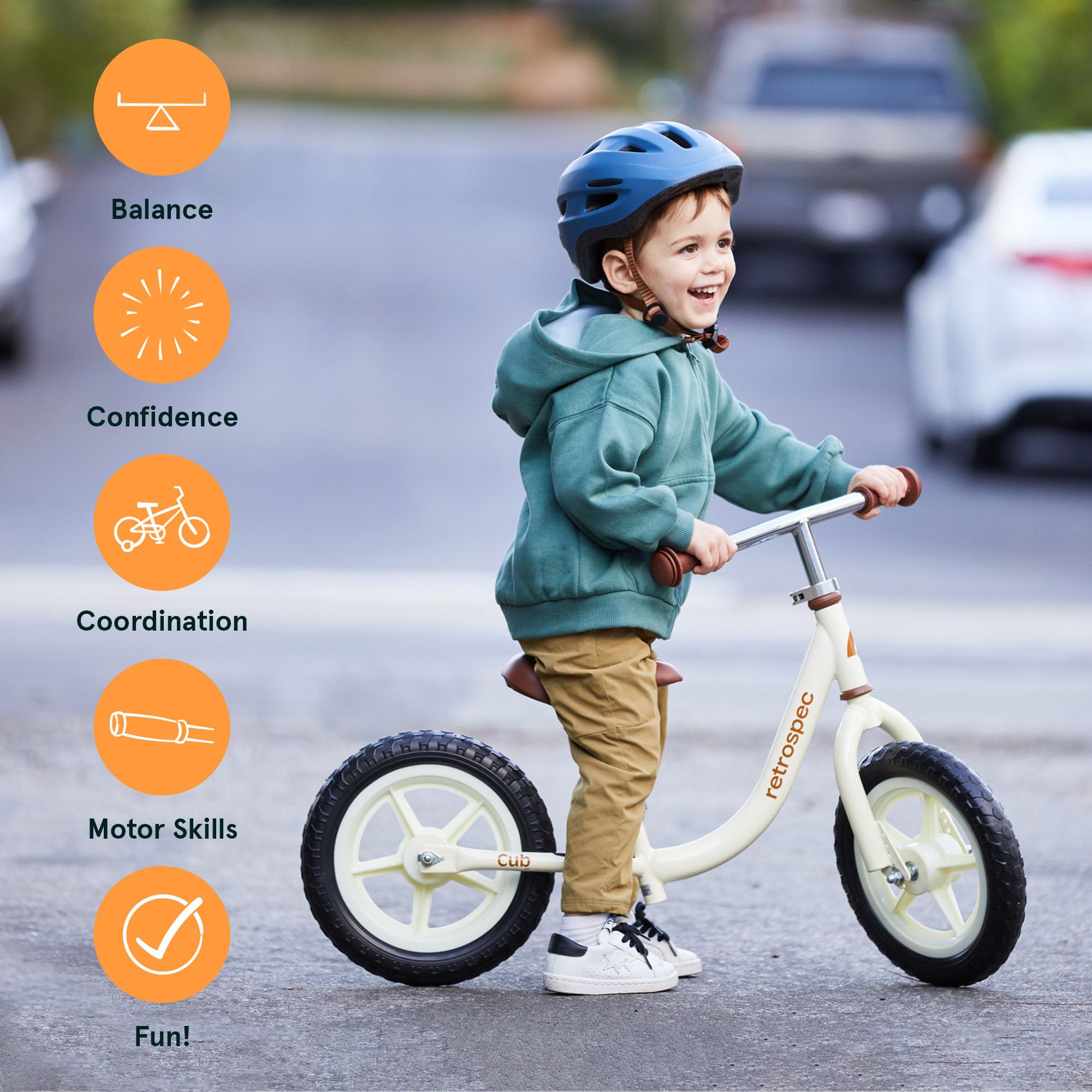 Retrospec Cub 2 Toddler 12" Balance Bike, 18 Months - 3 Years Old, No Pedal Beginner Kids Bicycle for Girls & Boys, Flat-Free Tires, Adjustable Seat, & Durable Frame