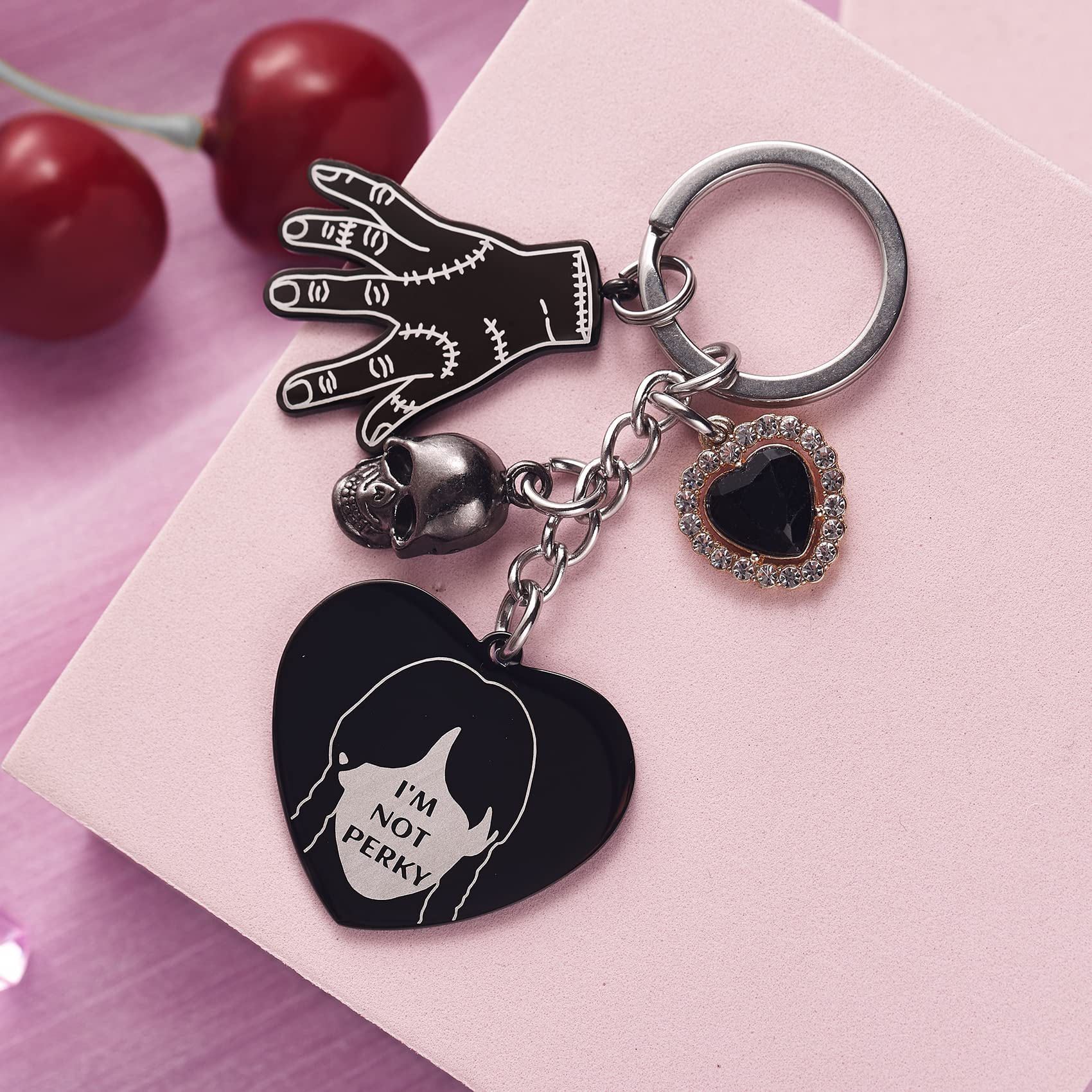 Wednesday Merchandise Keychain Wensday Gifts for BFF Daughter Teen Girls Heart Keychains Birthday Gift