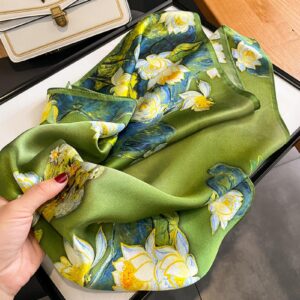 PoeticEHome 100% Mulberry Silk Neck Scarf 21"x21" Small Square Scarfs for Women Gift Packed