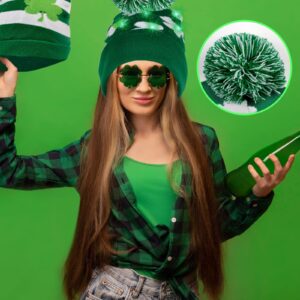 CAMDUCK 6 Pcs St Patrick's Day Beanie Hat, St Patricks Day Hat, Shamrock Beanie, Irish Hats for Men Women (6 Irish Beanie with LED)