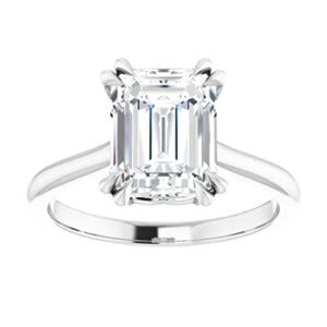 925 Silver, 10K/14K/18K Solid Gold Moissanite Engagement Ring, 2.0 CT Emerald Cut Handmade Solitaire Ring, Diamond Wedding Ring for Women/Her Anniversary Propose Gifts, VVS1 Colorless