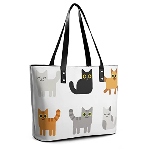 Womens Handbag Animal Cat Leather Tote Bag Top Handle Satchel Bags For Lady