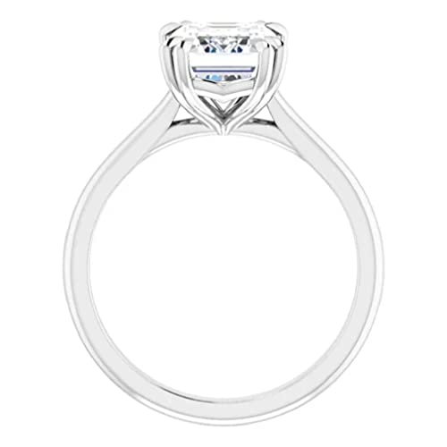 925 Silver, 10K/14K/18K Solid Gold Moissanite Engagement Ring, 2.0 CT Emerald Cut Handmade Solitaire Ring, Diamond Wedding Ring for Women/Her Anniversary Propose Gifts, VVS1 Colorless