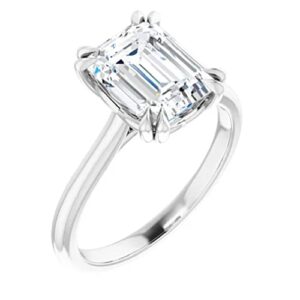 925 Silver, 10K/14K/18K Solid Gold Moissanite Engagement Ring, 2.0 CT Emerald Cut Handmade Solitaire Ring, Diamond Wedding Ring for Women/Her Anniversary Propose Gifts, VVS1 Colorless