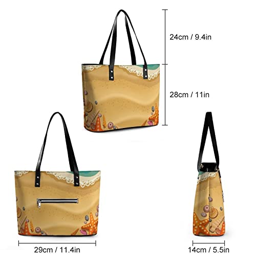 Womens Handbag Shells And Beach Leather Tote Bag Top Handle Satchel Bags For Lady