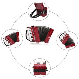 Acordeones Para Adultos, Acordeón 22 Keys 8 Bass Accordion Instrument With Acordeon Straps And Sweet Sound Portable Educational Musical Instrument, For Music Beginner Lover