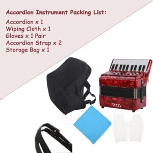 Acordeones Para Adultos, Acordeón 22 Keys 8 Bass Accordion Instrument With Acordeon Straps And Sweet Sound Portable Educational Musical Instrument, For Music Beginner Lover