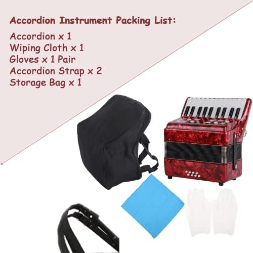 Acordeones Para Adultos, Acordeón 22 Keys 8 Bass Accordion Instrument With Acordeon Straps And Sweet Sound Portable Educational Musical Instrument, For Music Beginner Lover