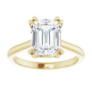 925 Silver, 10K/14K/18K Solid Gold Moissanite Engagement Ring, 2.0 CT Emerald Cut Handmade Solitaire Ring, Diamond Wedding Ring for Women/Her Anniversary Propose Gift, VVS1 Colorless