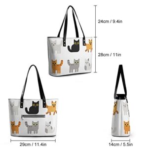 Womens Handbag Animal Cat Leather Tote Bag Top Handle Satchel Bags For Lady