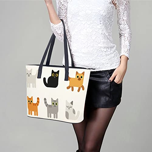 Womens Handbag Animal Cat Leather Tote Bag Top Handle Satchel Bags For Lady