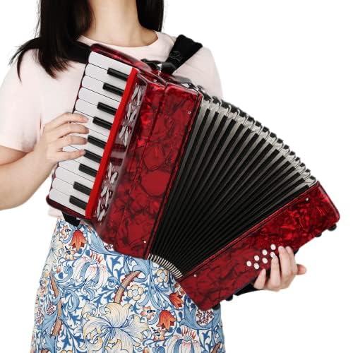 Acordeones Para Adultos, Acordeón 22 Keys 8 Bass Accordion Instrument With Acordeon Straps And Sweet Sound Portable Educational Musical Instrument, For Music Beginner Lover