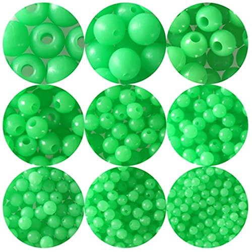 100 Pcs Luminous Fishing Beads, Round Night Fishing Glowing Balls Glow in Dark Fishing Lure Baits Fishing Tackle Bead Baits(8MM,Green)