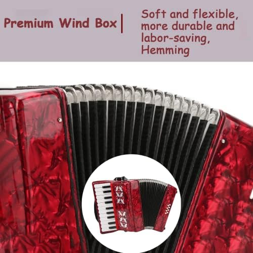 Acordeones Para Adultos, Acordeón 22 Keys 8 Bass Accordion Instrument With Acordeon Straps And Sweet Sound Portable Educational Musical Instrument, For Music Beginner Lover