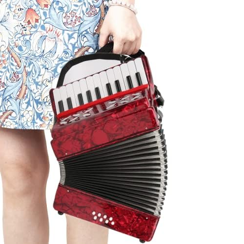 Acordeones Para Adultos, Acordeón 22 Keys 8 Bass Accordion Instrument With Acordeon Straps And Sweet Sound Portable Educational Musical Instrument, For Music Beginner Lover