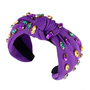 mardi gras headband rhinestone cross knotted turban hair hoop carnival crystal twist velvet wide hairband party hair accessory