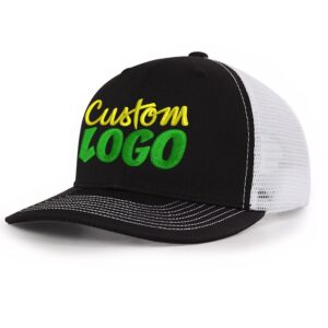 custom logo embroidered trucker hats for men adjustable snapback mesh cap great for outdoors baseball cap black/white