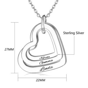 Jewenova S925 Sterling Silver Mother Necklace with 2-4 Names Personalized Love Heart Necklace with Mom Names as for Women