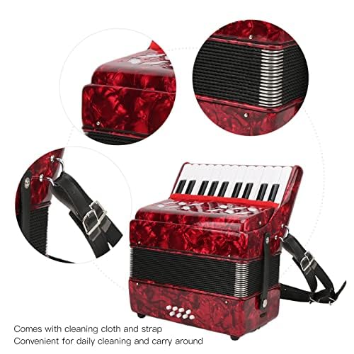 Acordeones Para Adultos, Acordeón 22 Keys 8 Bass Accordion Instrument With Acordeon Straps And Sweet Sound Portable Educational Musical Instrument, For Music Beginner Lover