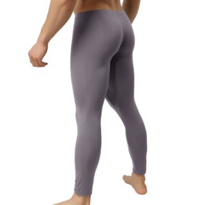 iyunyi mens thin ice silk compression baselayer thermal long johns underwear gray