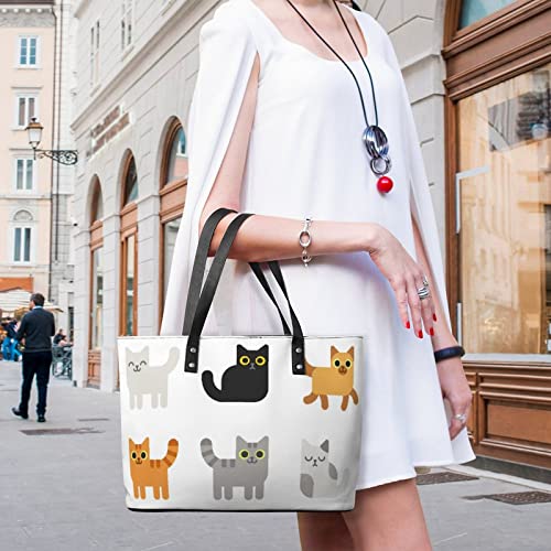 Womens Handbag Animal Cat Leather Tote Bag Top Handle Satchel Bags For Lady