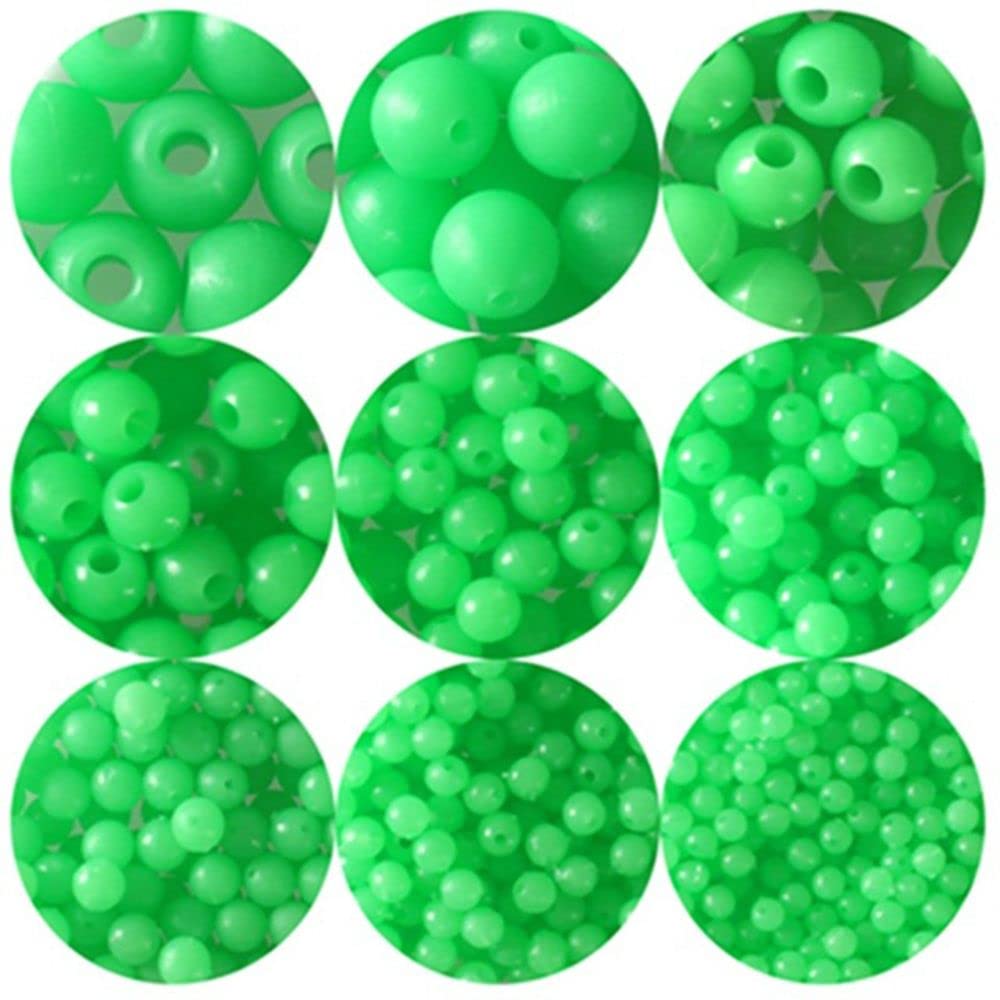 100 Pcs Luminous Fishing Beads, Round Night Fishing Glowing Balls Glow in Dark Fishing Lure Baits Fishing Tackle Bead Baits(10MM,Green)