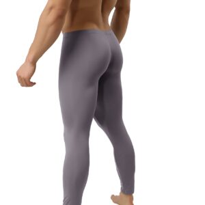 IYUNYI Mens Thin Ice Silk Compression Baselayer Thermal Long Johns Underwear Gray