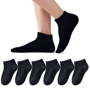 EPEIUS Kids Ankle Socks Toddler Girls Seamless Low Cut No Show Socks Cotton Thin Athletic Socks for Boys 3-5 Years Black 6 Pack S