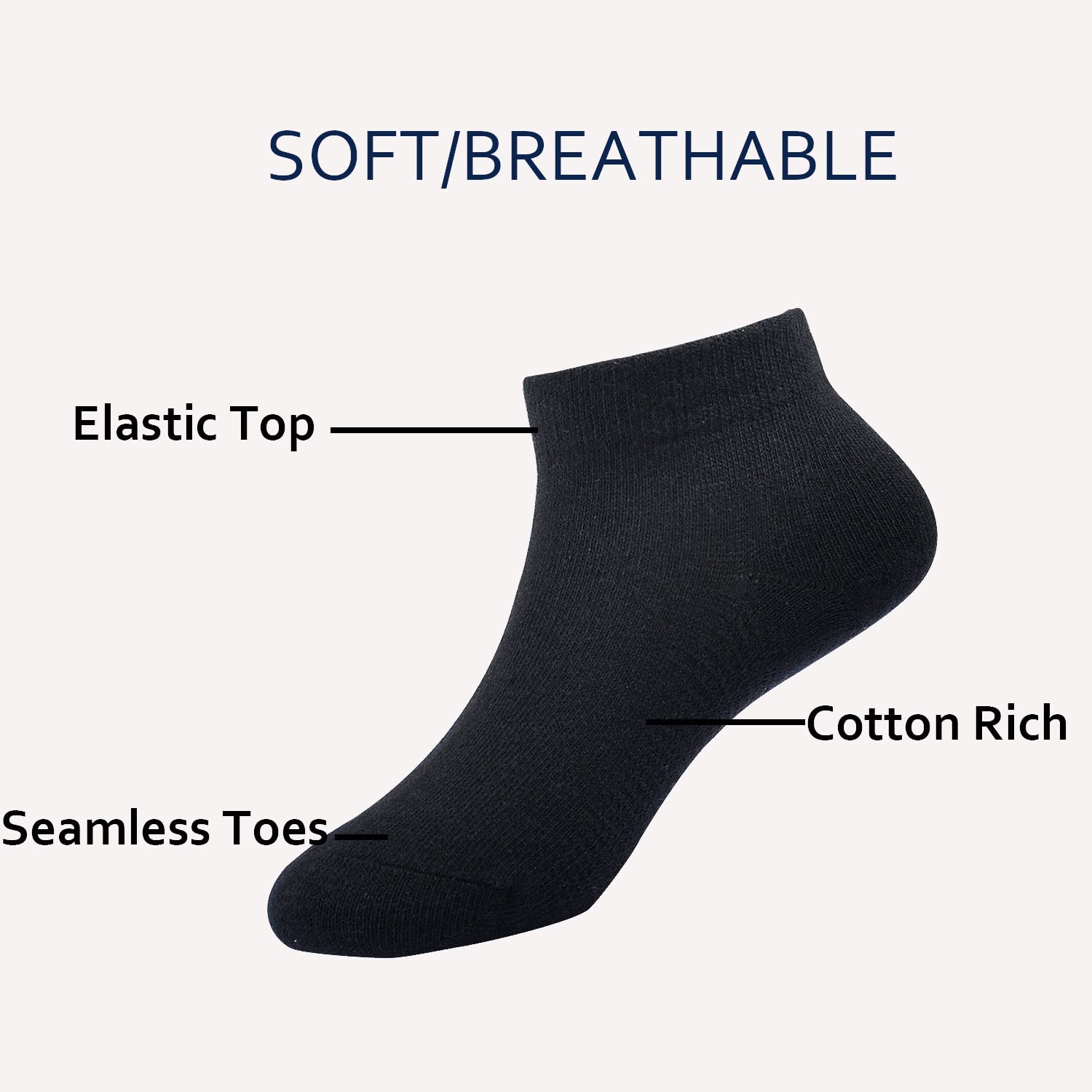 EPEIUS Kids Ankle Socks Toddler Girls Seamless Low Cut No Show Socks Cotton Thin Athletic Socks for Boys 3-5 Years Black 6 Pack S