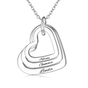 jewenova s925 sterling silver mother necklace with 2-4 names personalized love heart necklace with mom names as for women