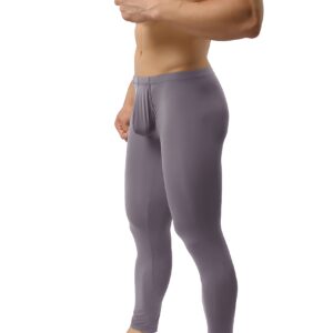 IYUNYI Mens Thin Ice Silk Compression Baselayer Thermal Long Johns Underwear Gray