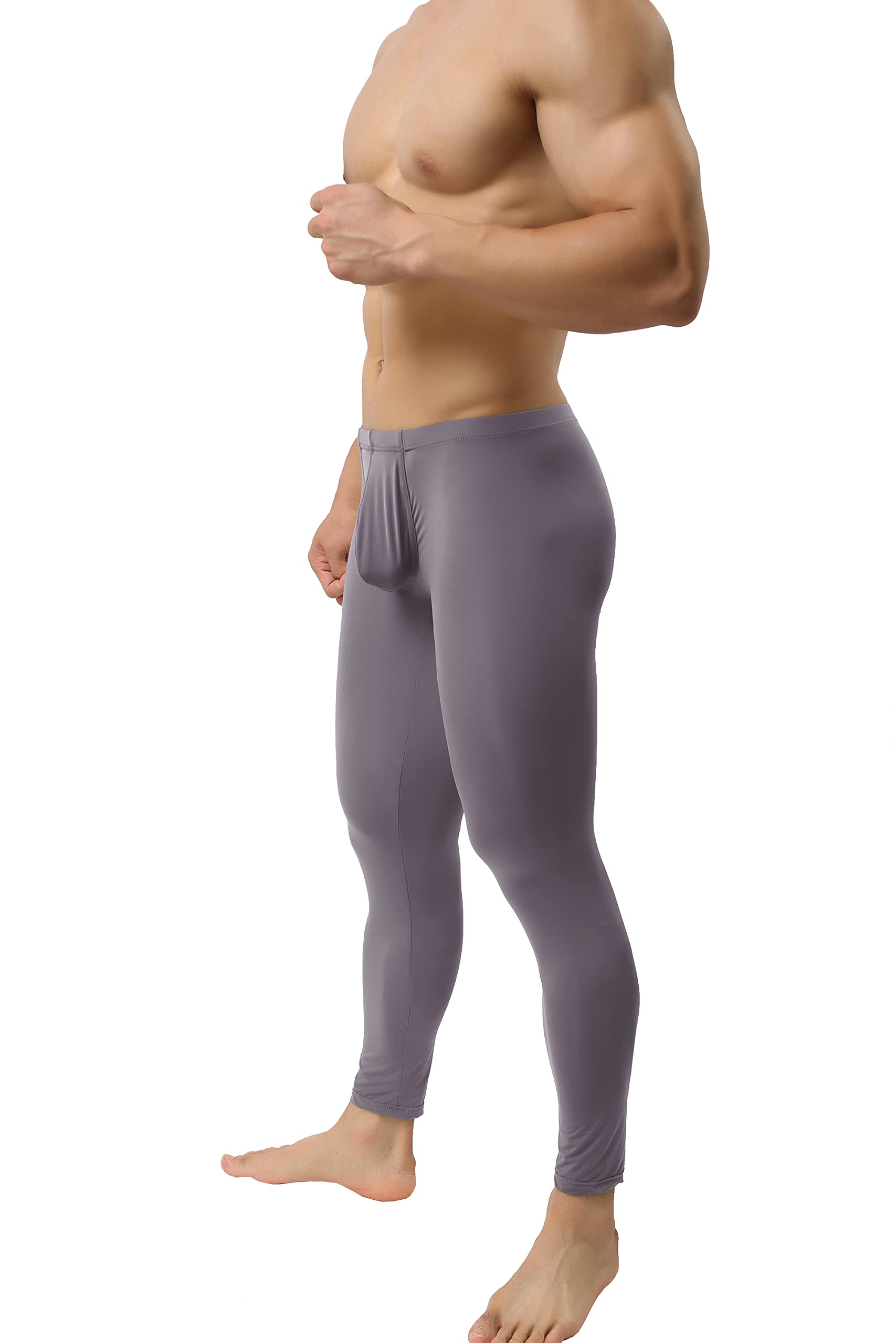 IYUNYI Mens Thin Ice Silk Compression Baselayer Thermal Long Johns Underwear Gray