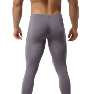 IYUNYI Mens Thin Ice Silk Compression Baselayer Thermal Long Johns Underwear Gray