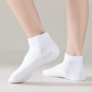 EPEIUS Kids Ankle Socks Girls Seamless Low Cut No Show Socks Cotton Thin Athletic Socks for Boys 5-7 Years White 6 Pack M