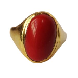 Red Coral/Munga Moonga Panchdhatu(Cooper) Adjustable Rashi Ratan Astrological Ring Unisex Gift For Her BY JEWELLERYHUB (12.00 Carat)