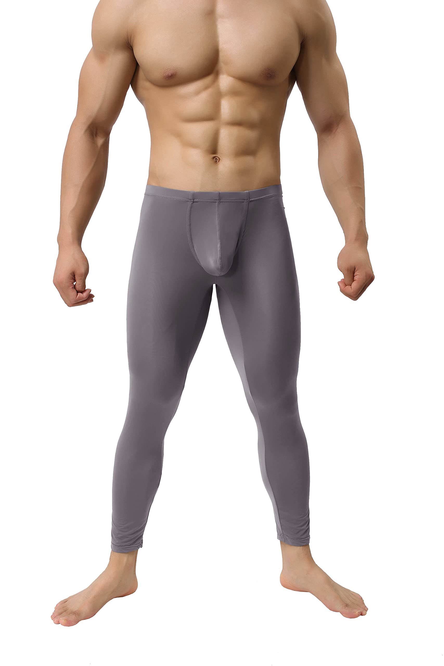 IYUNYI Mens Thin Ice Silk Compression Baselayer Thermal Long Johns Underwear Gray