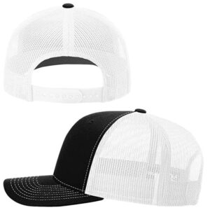 Custom Logo Embroidered Trucker Hats for Men Adjustable Snapback Mesh Cap Great for Outdoors Baseball Cap Black/White