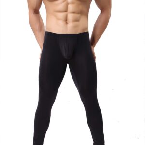 IYUNYI Mens Thin Ice Silk Compression Baselayer Thermal Long Johns Underwear Black