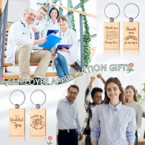 Queekay 50 Pcs Employee Thank You Gift for Women Appreciation Gifts Employee Gifts Wooden Keychain Blanks Wooden Key Ring Blank Keychains for Office Coworker Nurse Teacher Worker